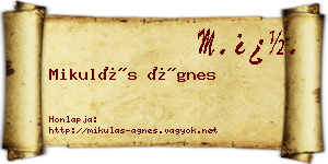 Mikulás Ágnes névjegykártya